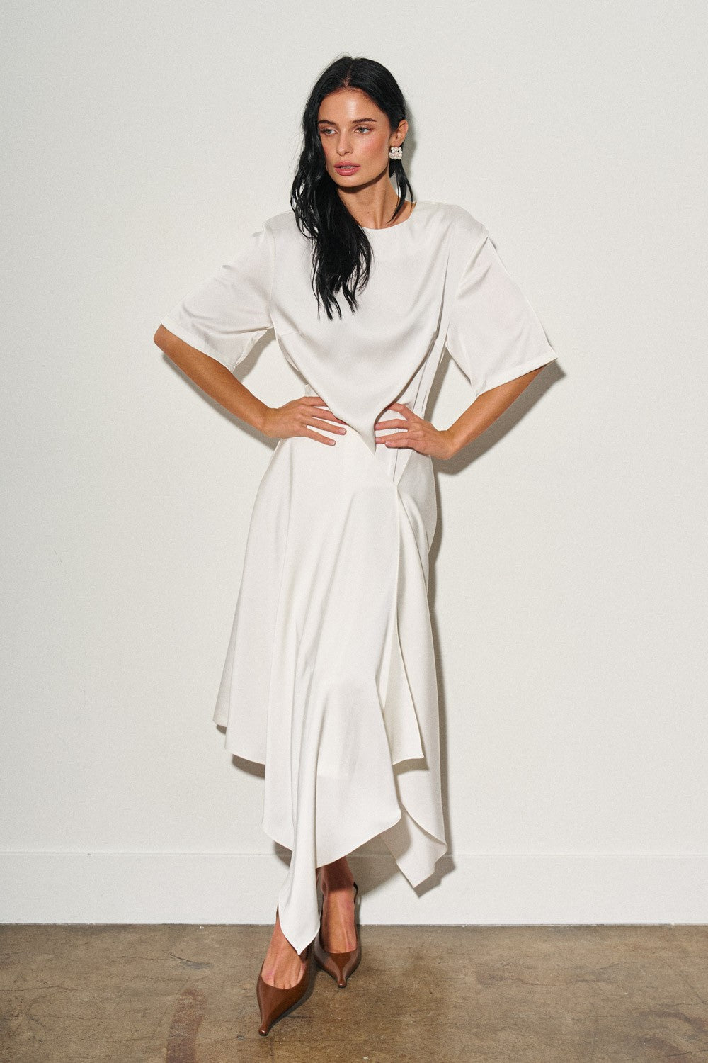 DEON Asymmetrical Satin Midi
