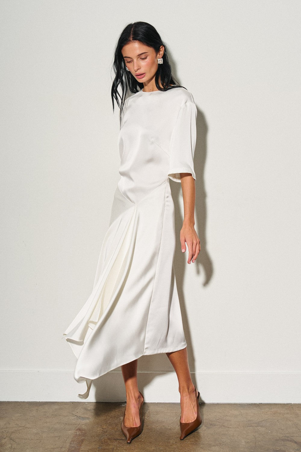 DEON Asymmetrical Satin Midi
