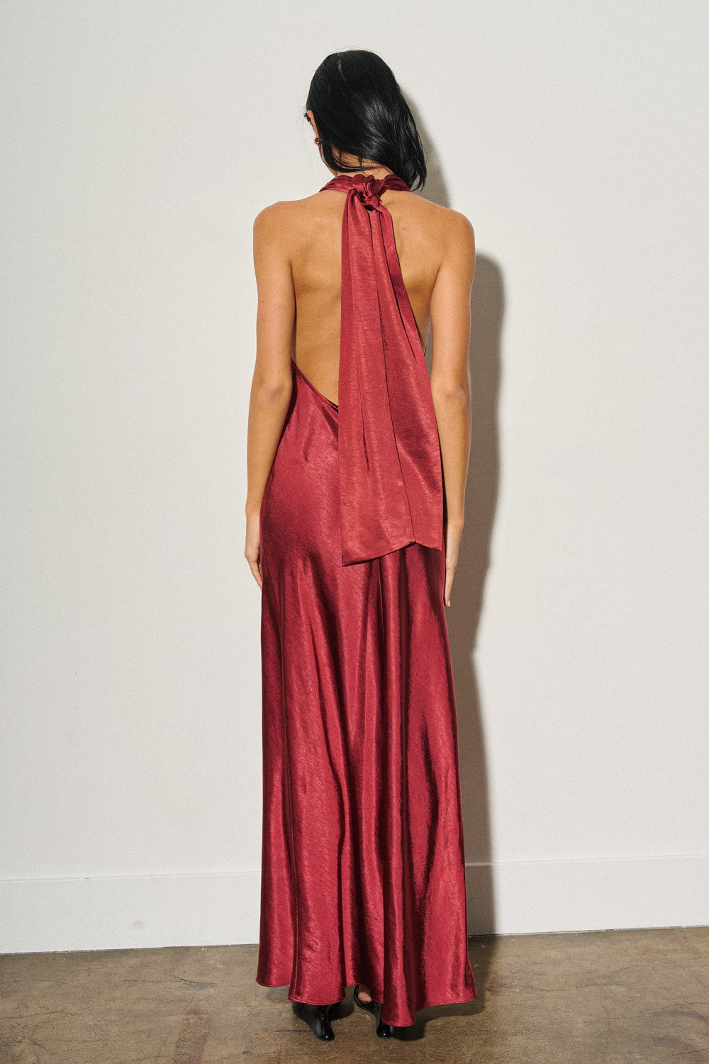 DEON Satin Cowl Halter Dress