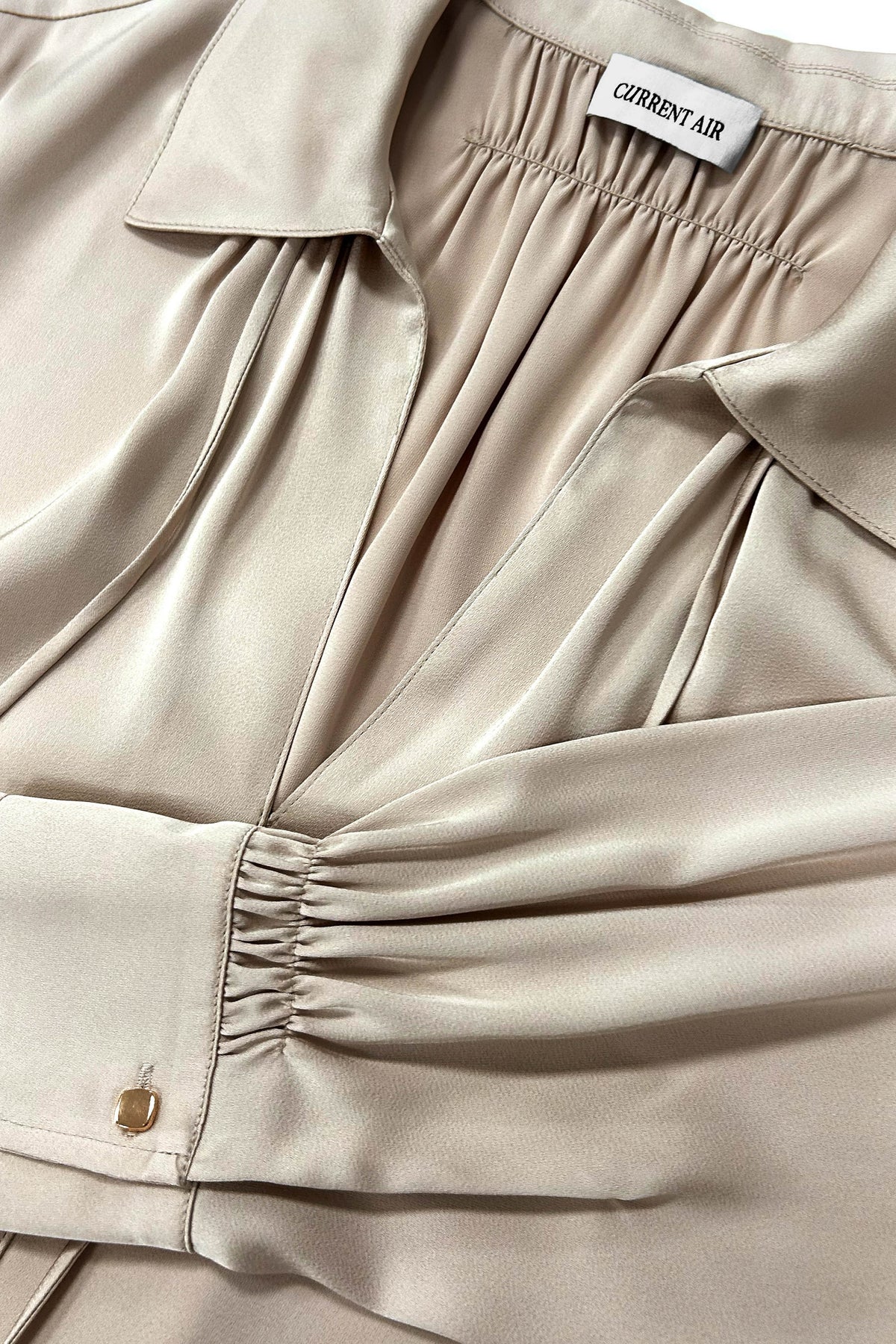 NYLAND Blaise Satin Tie-neck Long Sleeve Blouse