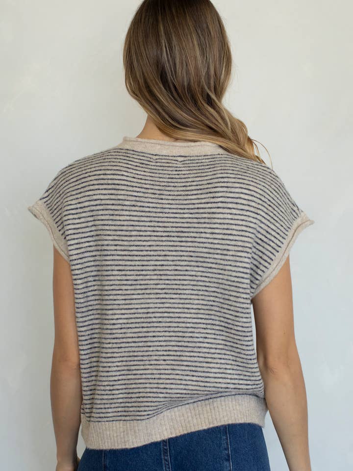 Things Between Piper Vest Cardigan  - Pin Stripe
