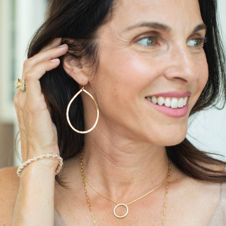 Splendid Iris Large Lightly Hammered Open Teardrop Earrings