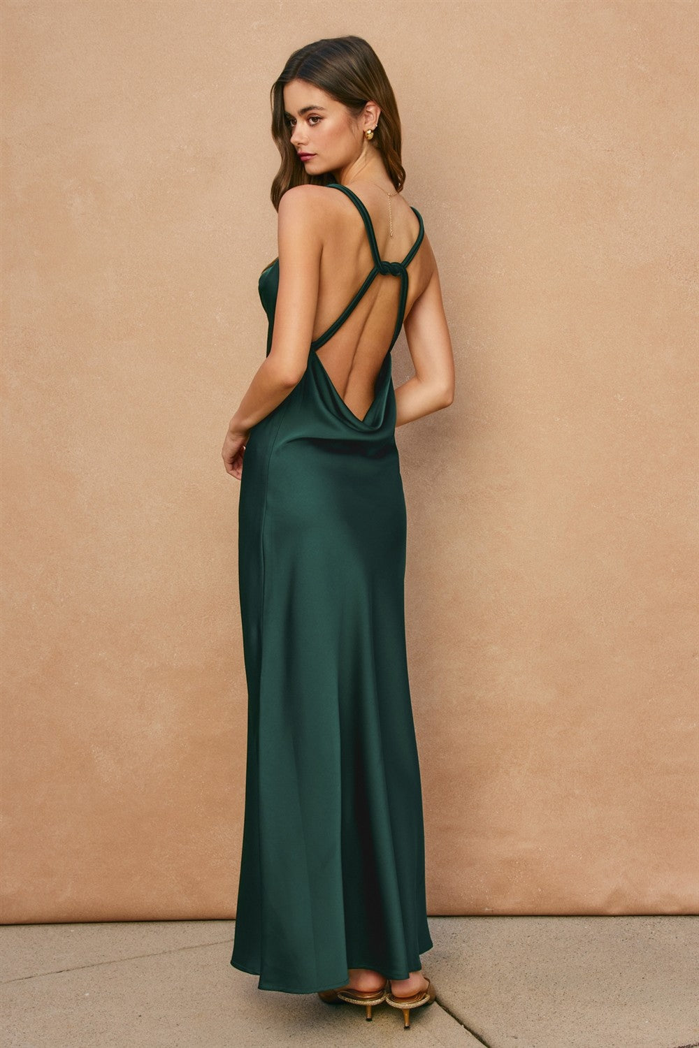 DEON Satin Twisted Strap Maxi Dress