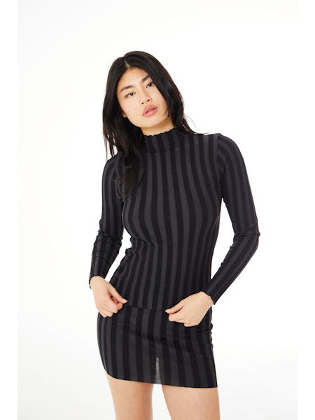 Find Me Now Wide Ribbed Knit Mock Neck Black
