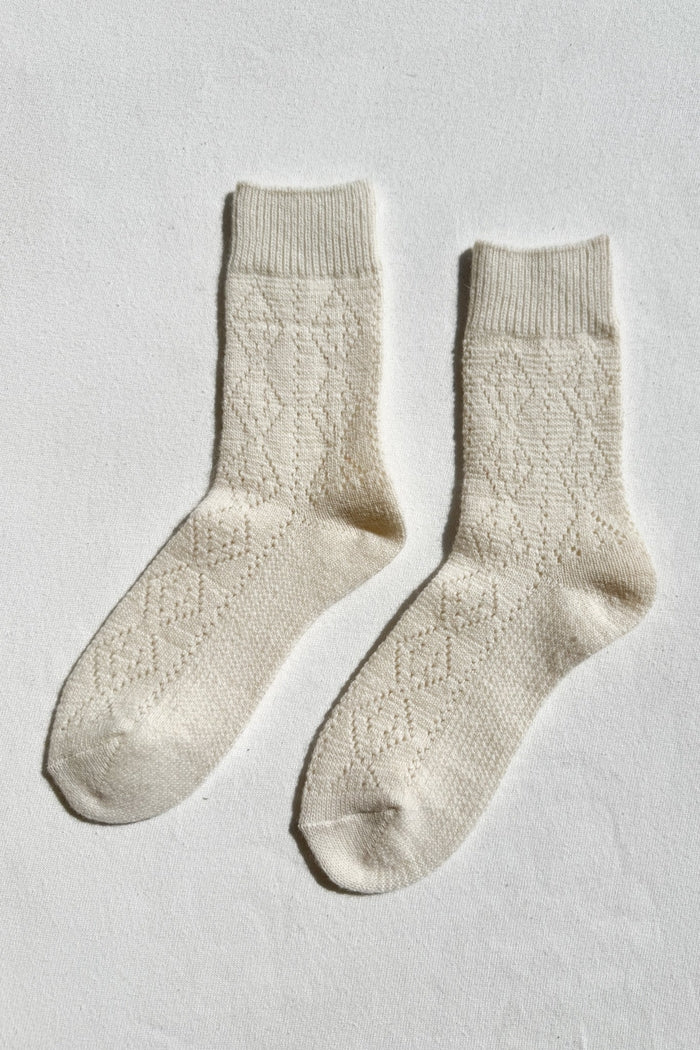 Le Bon Shoppe Cashmere Pointelle Socks in Cream