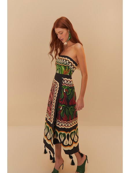 Farm Rio Coconut Tree Flow Scarf Dress