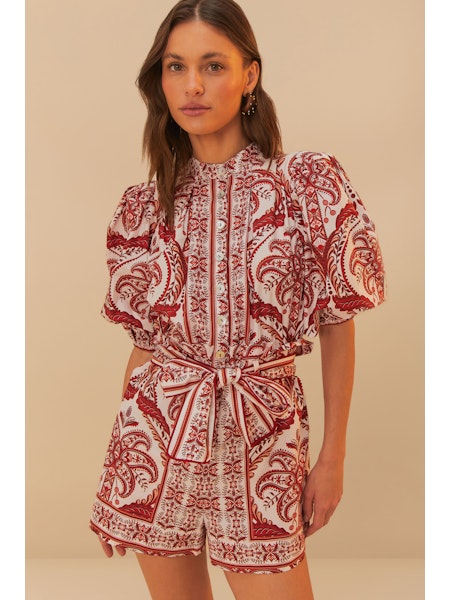 Farm Rio Tropical Cameo Off-White Romper