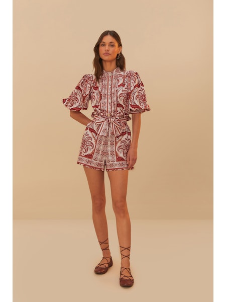 Farm Rio Tropical Cameo Off-White Romper