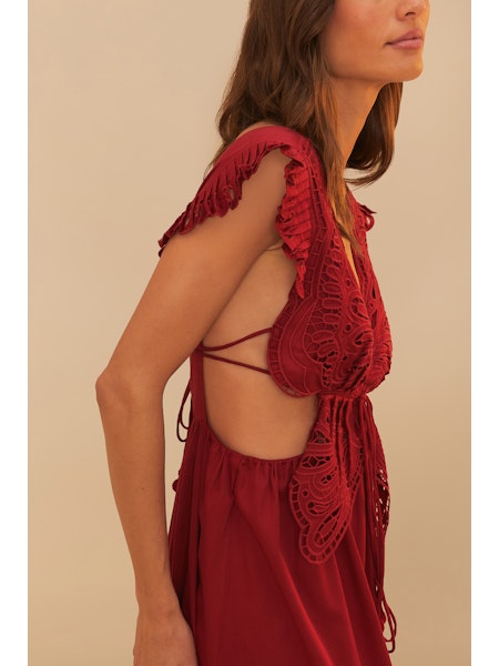 Farm Rio Red Butterfly Midi Dress