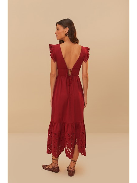 Farm Rio Red Butterfly Midi Dress