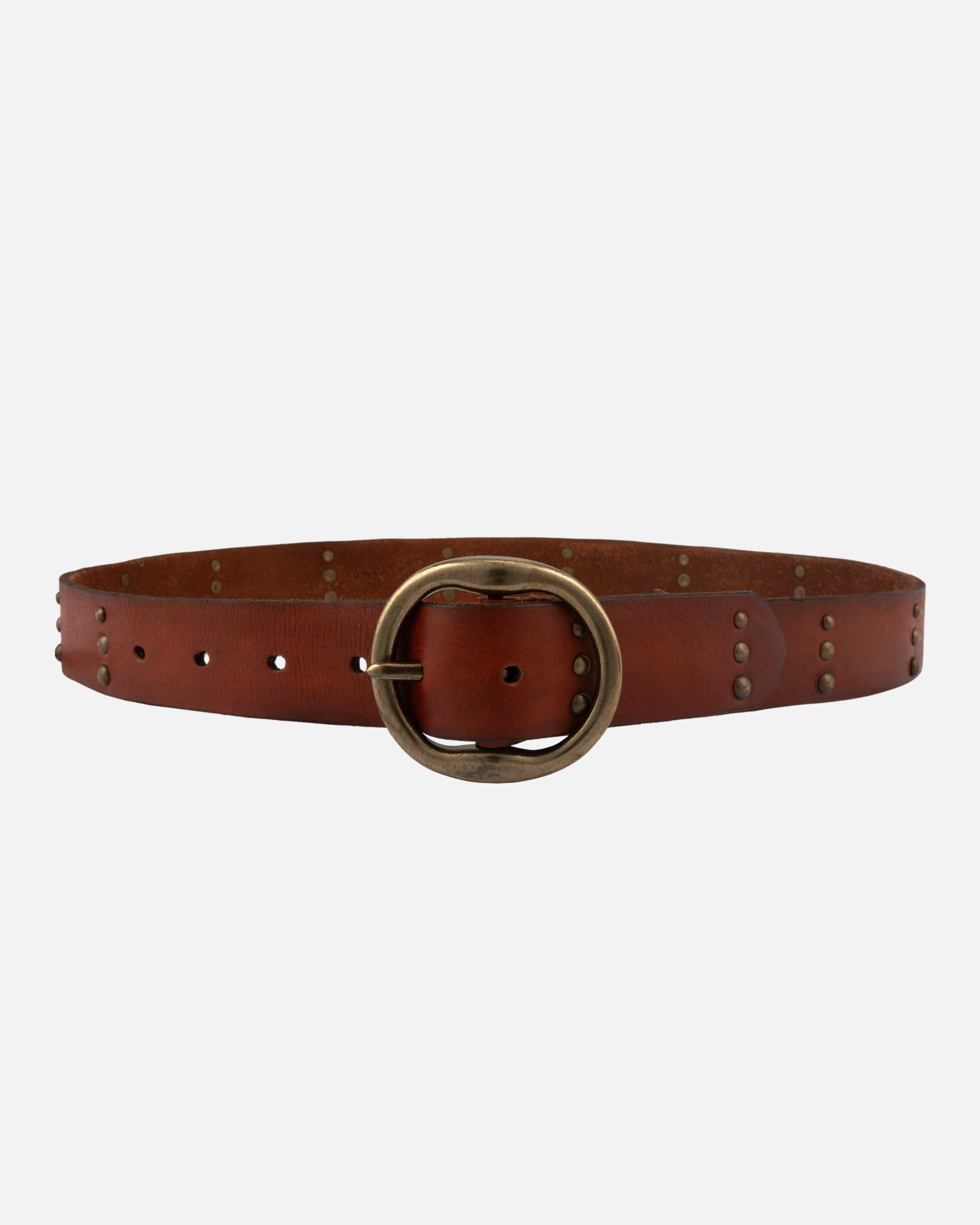 Amsterdam Heritage Dion Round Buckle Leather Studded Belt