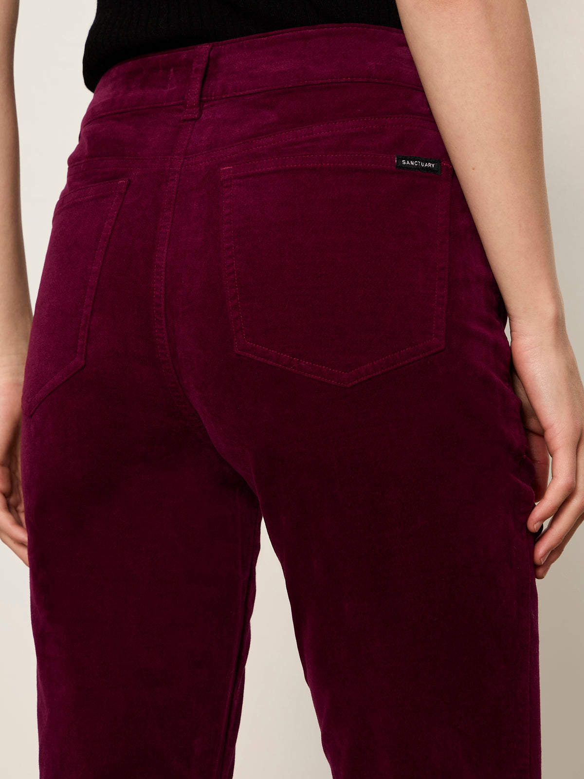 Sanctuary Play Date Velveteen Bootcut in Bordeaux