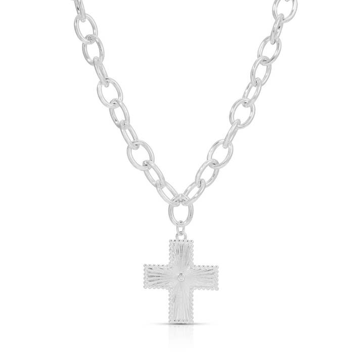 Splendid Iris Cross Statement Necklace Gold