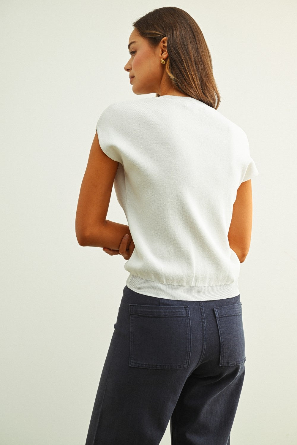 DEON Cap Sleeve Knit Top