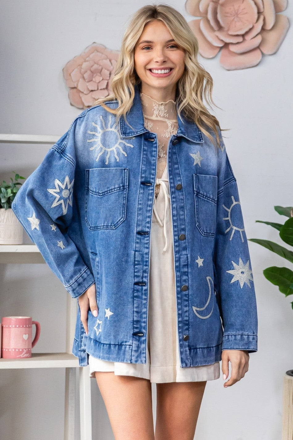 GOLDEN Maelys Embroidered Denim Jacket