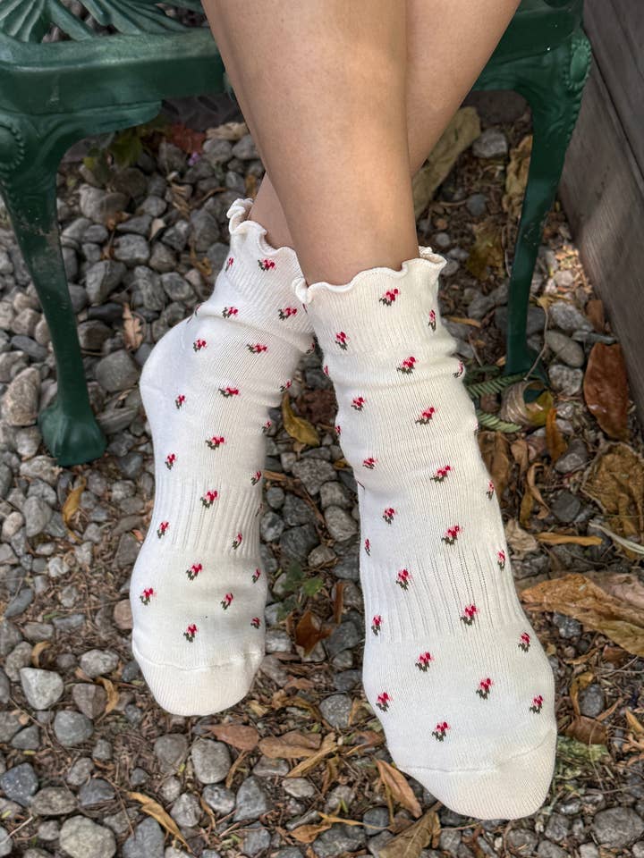 Le Bon Shoppe Petal Ruffled Hugger Crew Socks