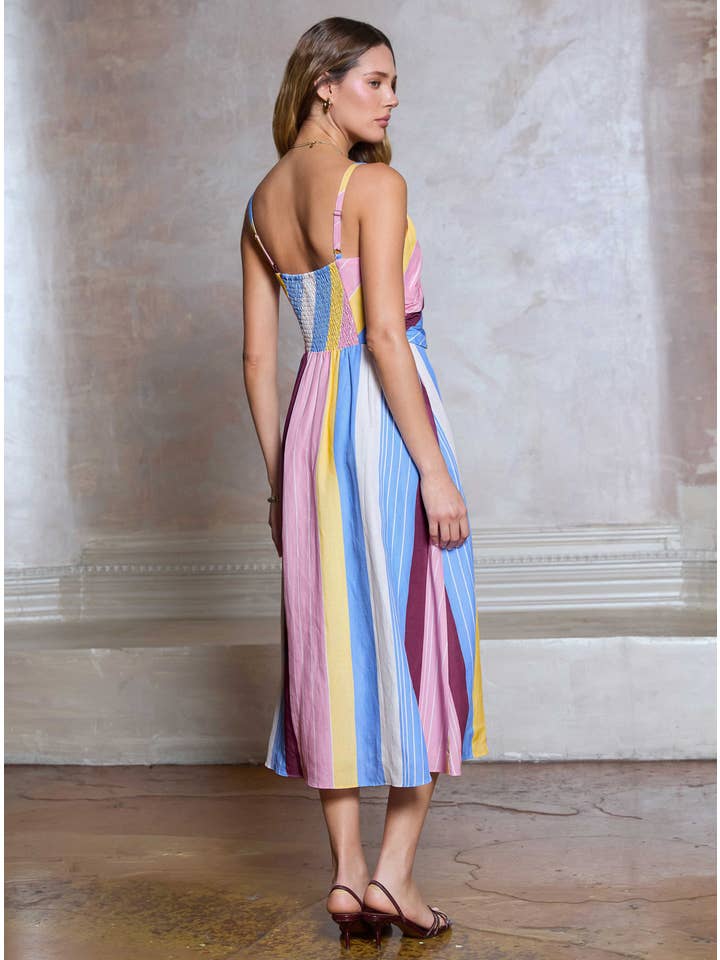 NYLAND Dashley Striped Sleeveless A-line Midi Dress