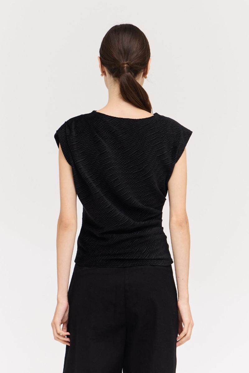 NYLAND Acacia Velvet Pleat Tank Black