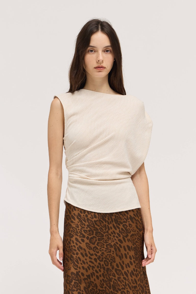 NYLAND Acacia Velvet Pleat Tank Cream