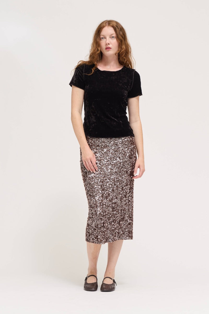 NYLAND Kienna Front Slit Sequin Skirt