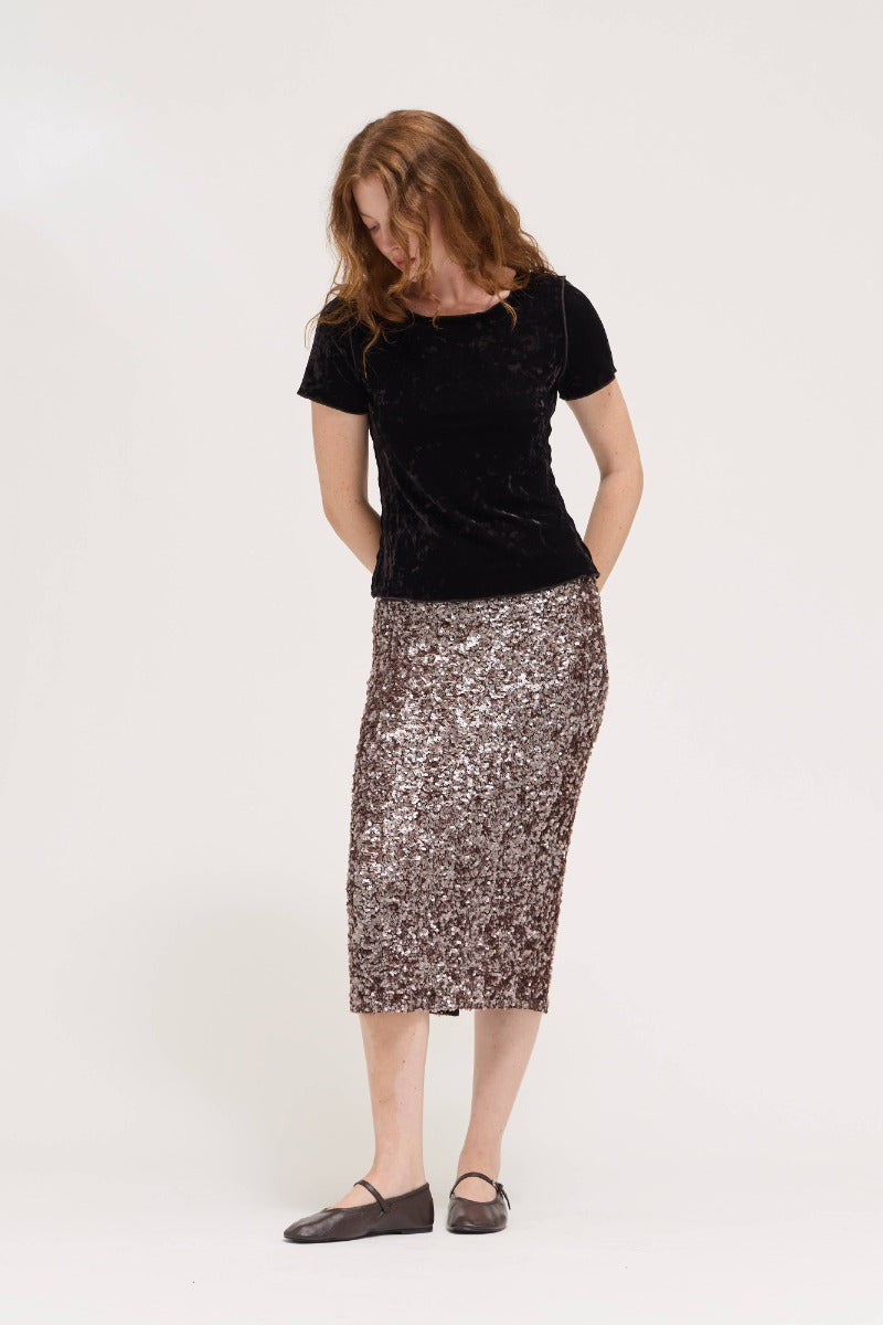 NYLAND Kienna Front Slit Sequin Skirt