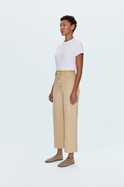 PISTOLA Penny High Rise Wide Leg Crop in Sand Dollar