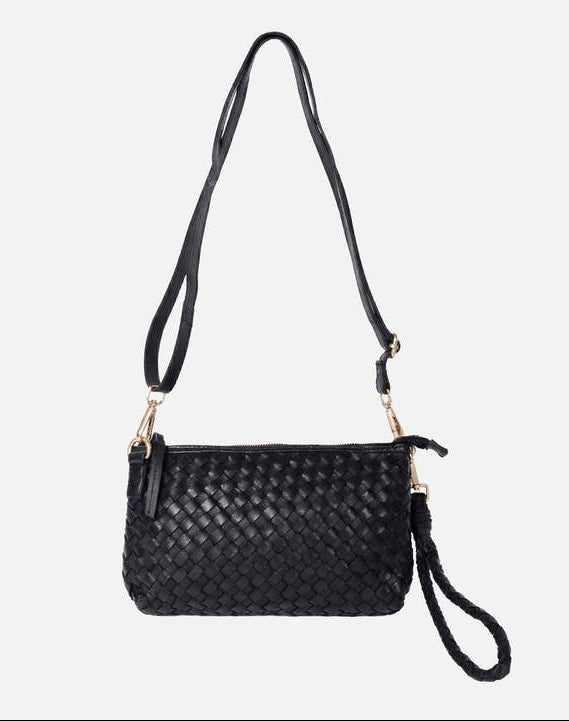 Amsterdam Heritage Fabrie | Woven Leather Crossbody Bag Black