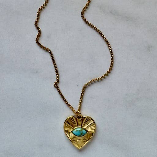 Jessica Matrasko Juliet Heart and Gemstone Pendant Necklace
