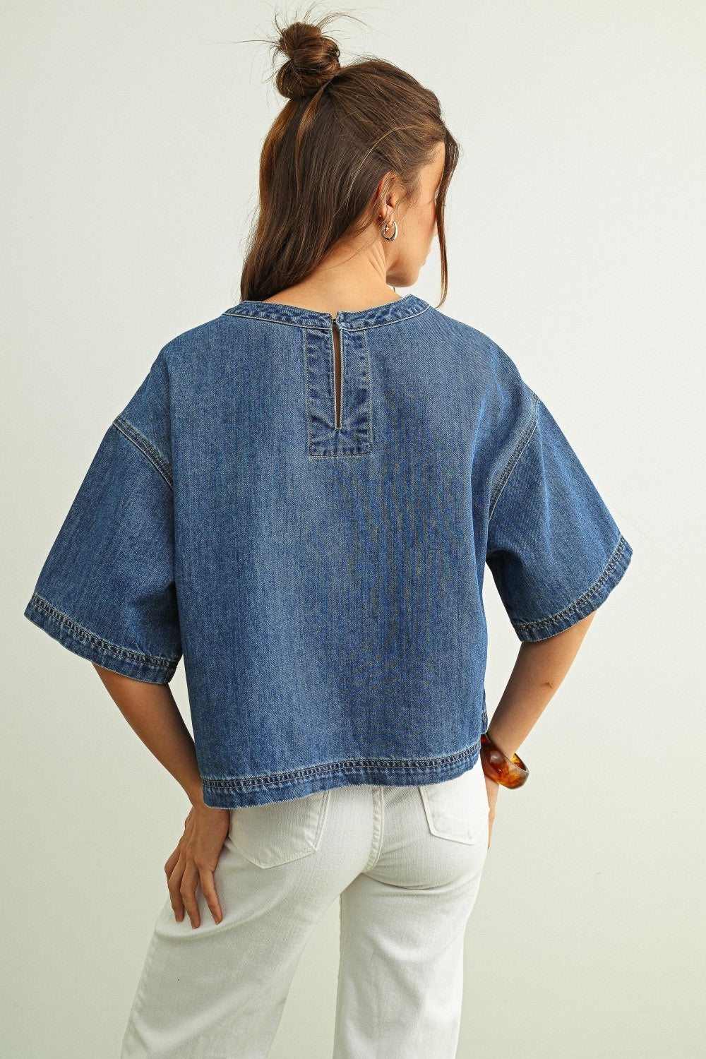 NYLAND Brynlee Round Neck SS Denim Top