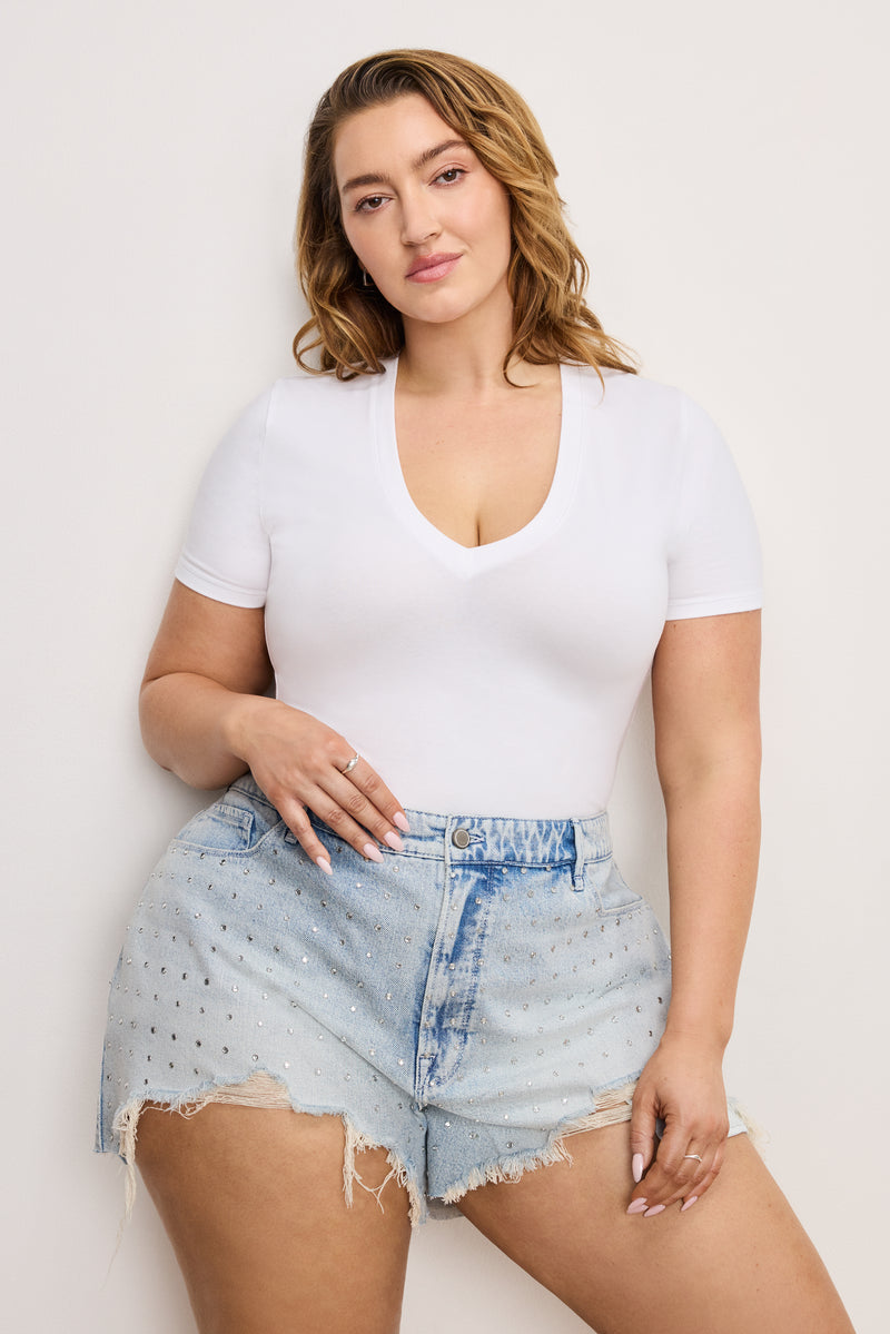 Good American Super Stretch Deep V Bodysuit