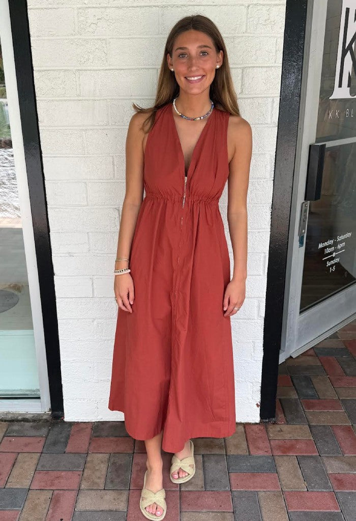DELUC Rubbens Dress Reddish Brown
