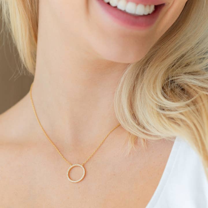 Splendid Iris Open Pave Circle Pendant
