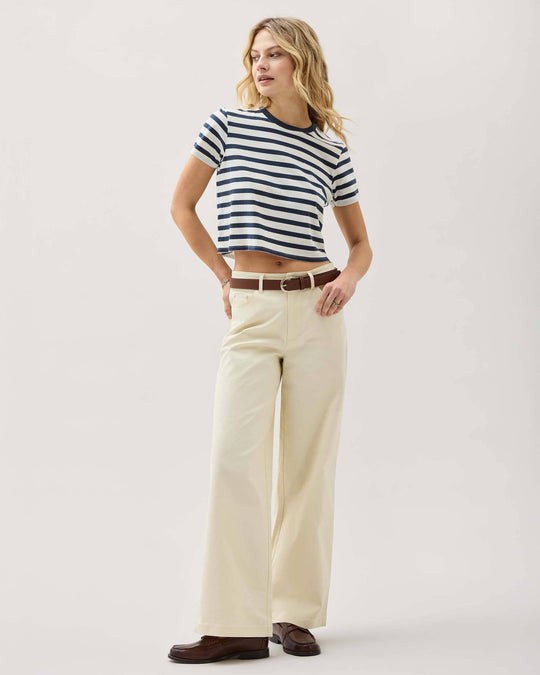 Richer Poorer Pima Boxy Crop Stripe Tee