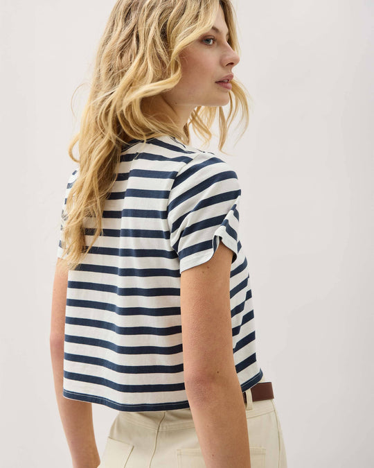 Richer Poorer Pima Boxy Crop Stripe Tee