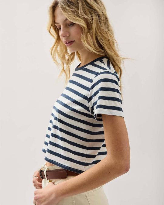 Richer Poorer Pima Boxy Crop Stripe Tee