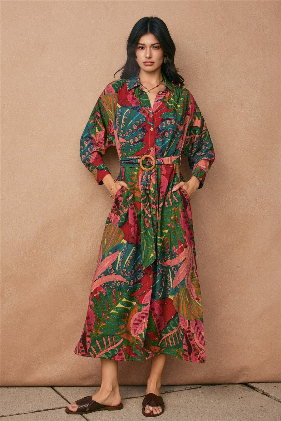 NYLAND Palmer Drawing Dream Buckle Detail Midi Dress