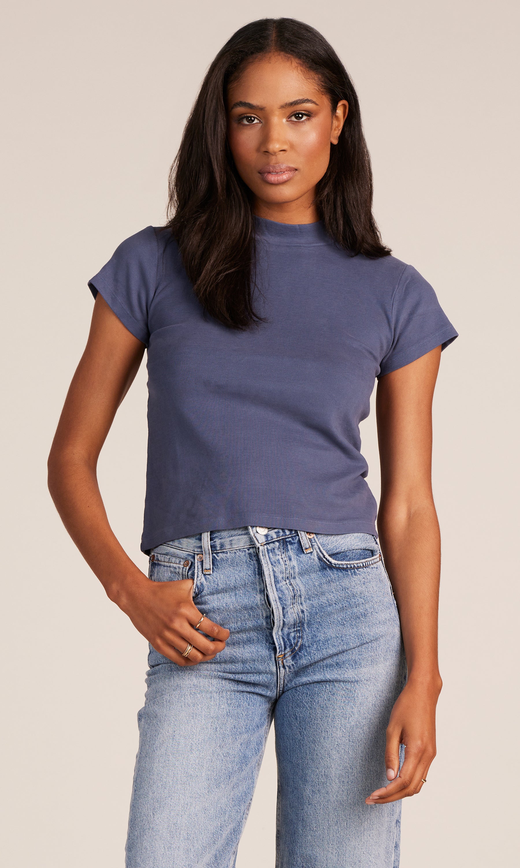 Bobi S/S Mock Neck Tee