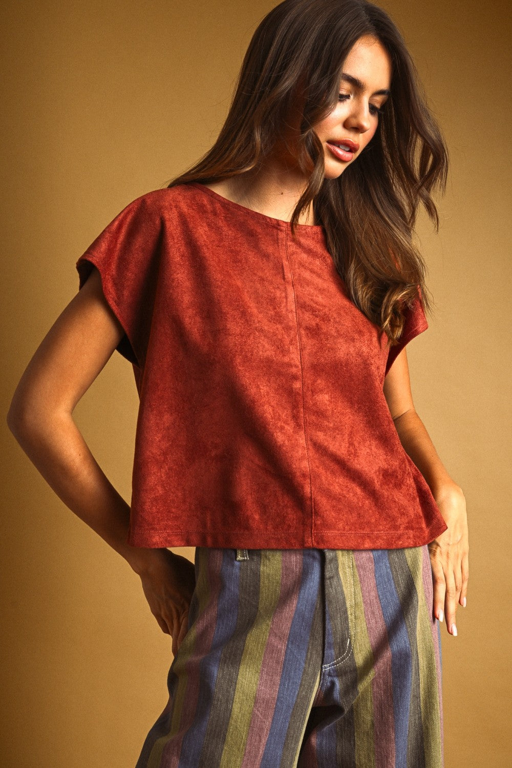 DEON Suede Crop Top Rust