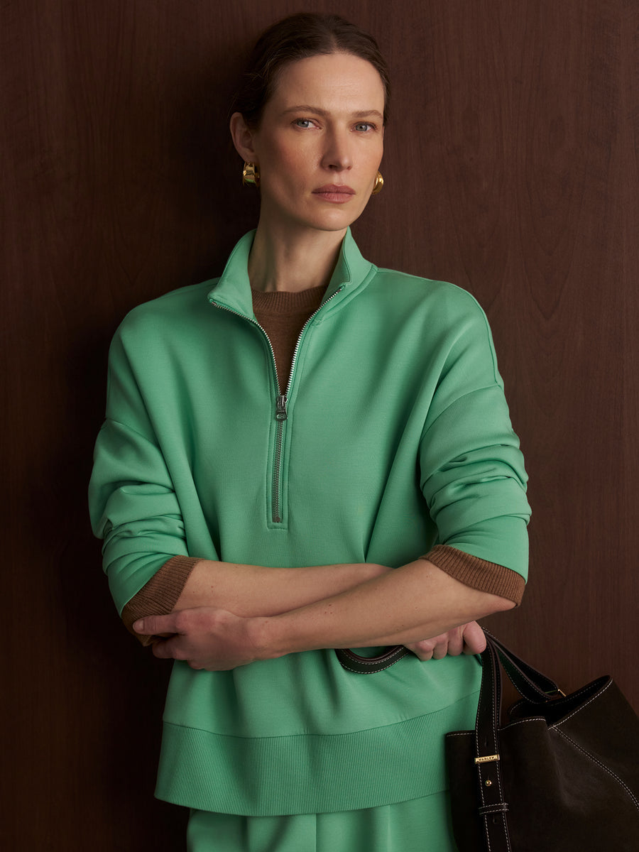 Varley Mavis Mock Neck Sweat Green Spruce