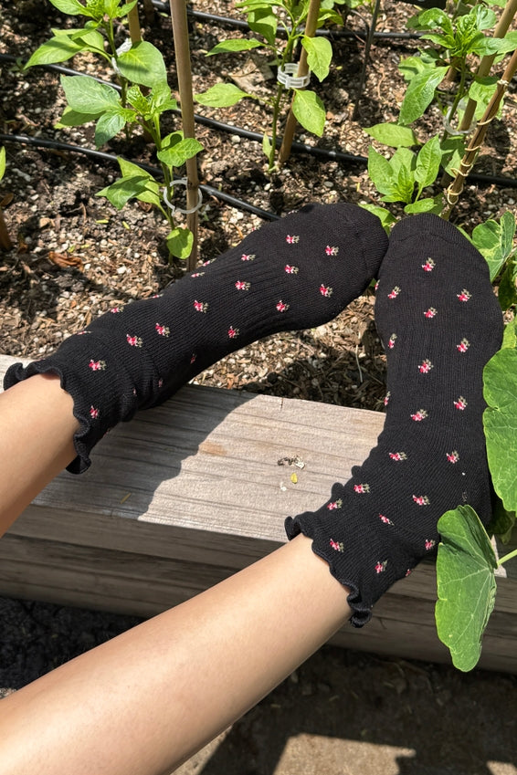 Le Bon Shoppe Petal Ruffled Hugger Crew Socks