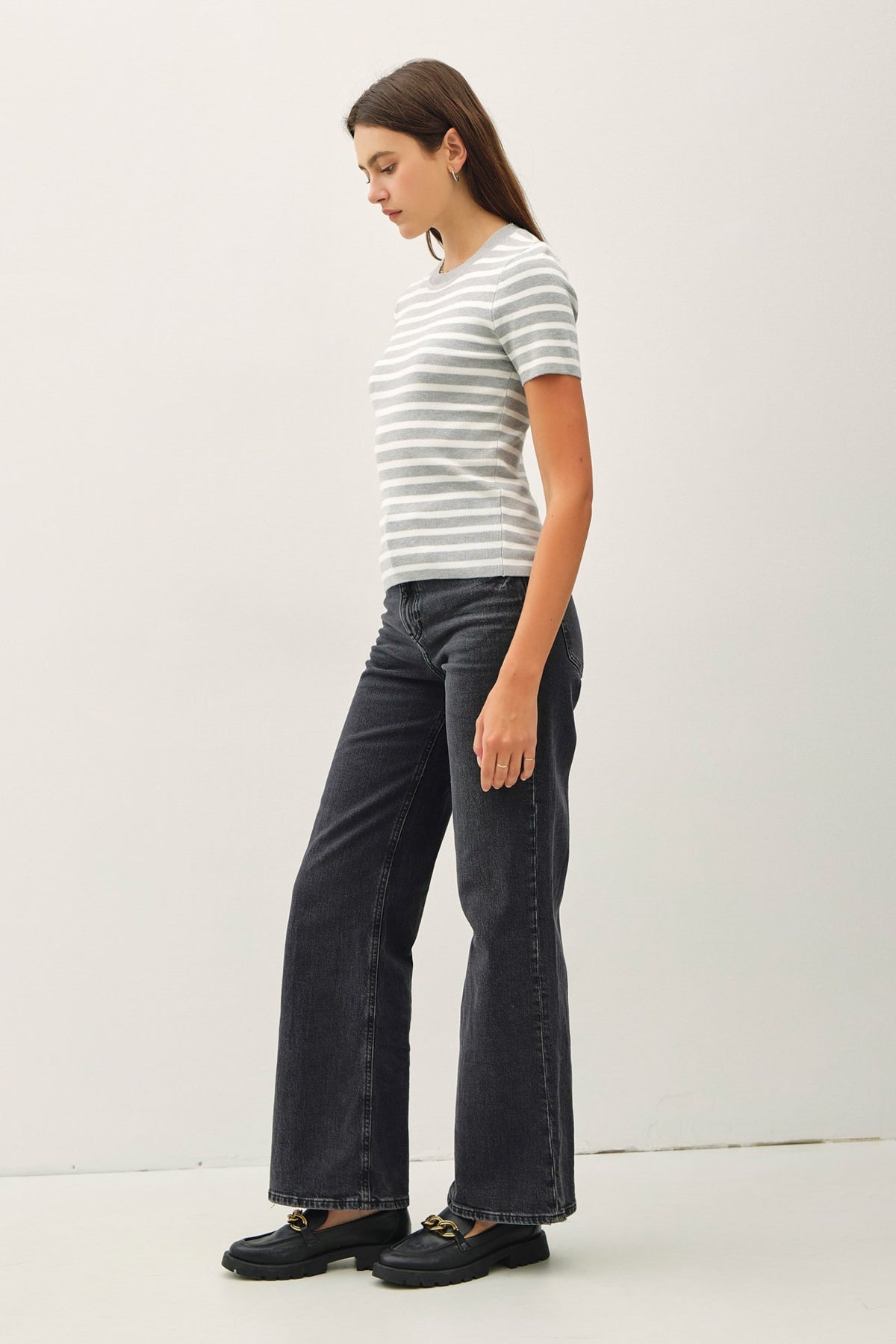NYLAND Beth Ultra Soft S/S Striped Knit Top