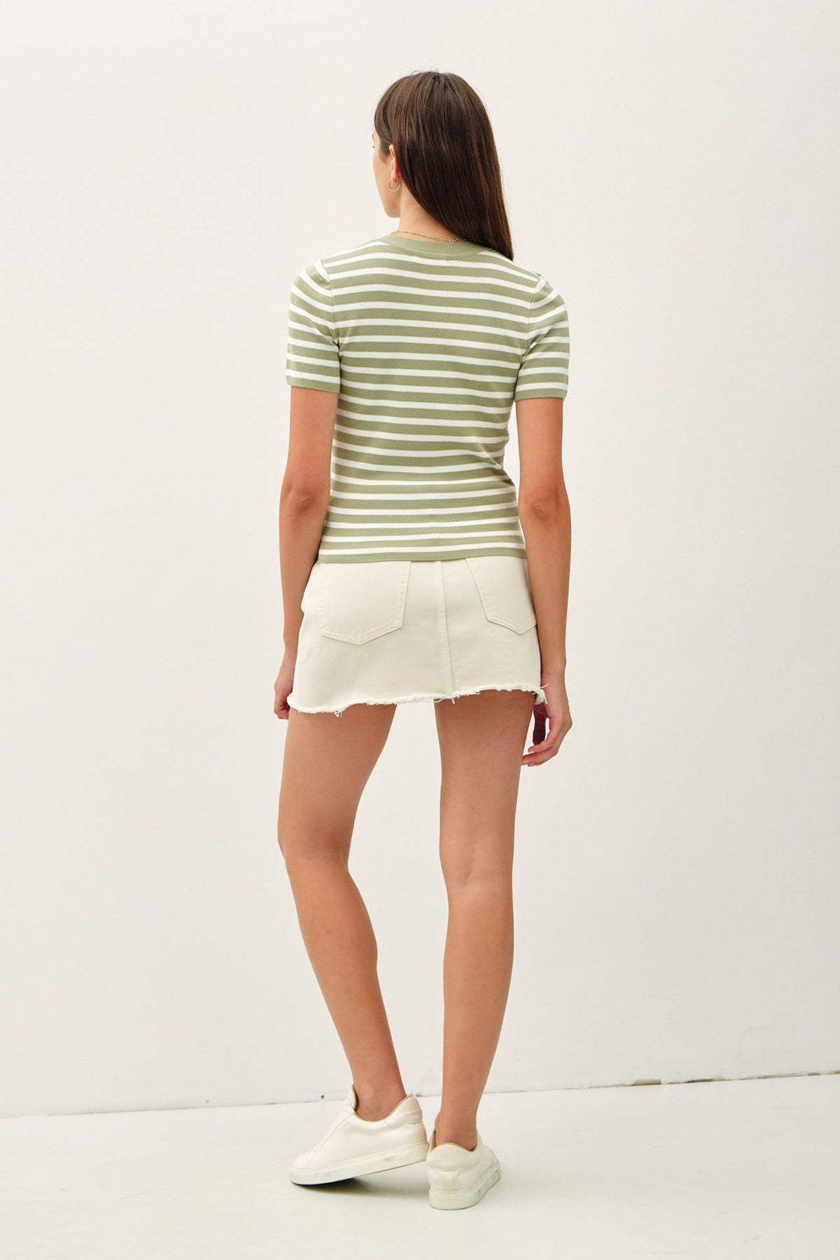 NYLAND Beth Ultra Soft S/S Striped Knit Top