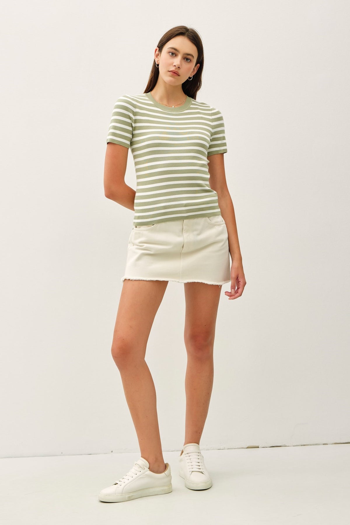 NYLAND Beth Ultra Soft S/S Striped Knit Top