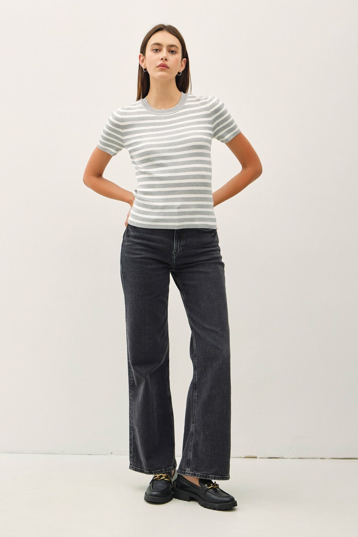 NYLAND Beth Ultra Soft S/S Striped Knit Top