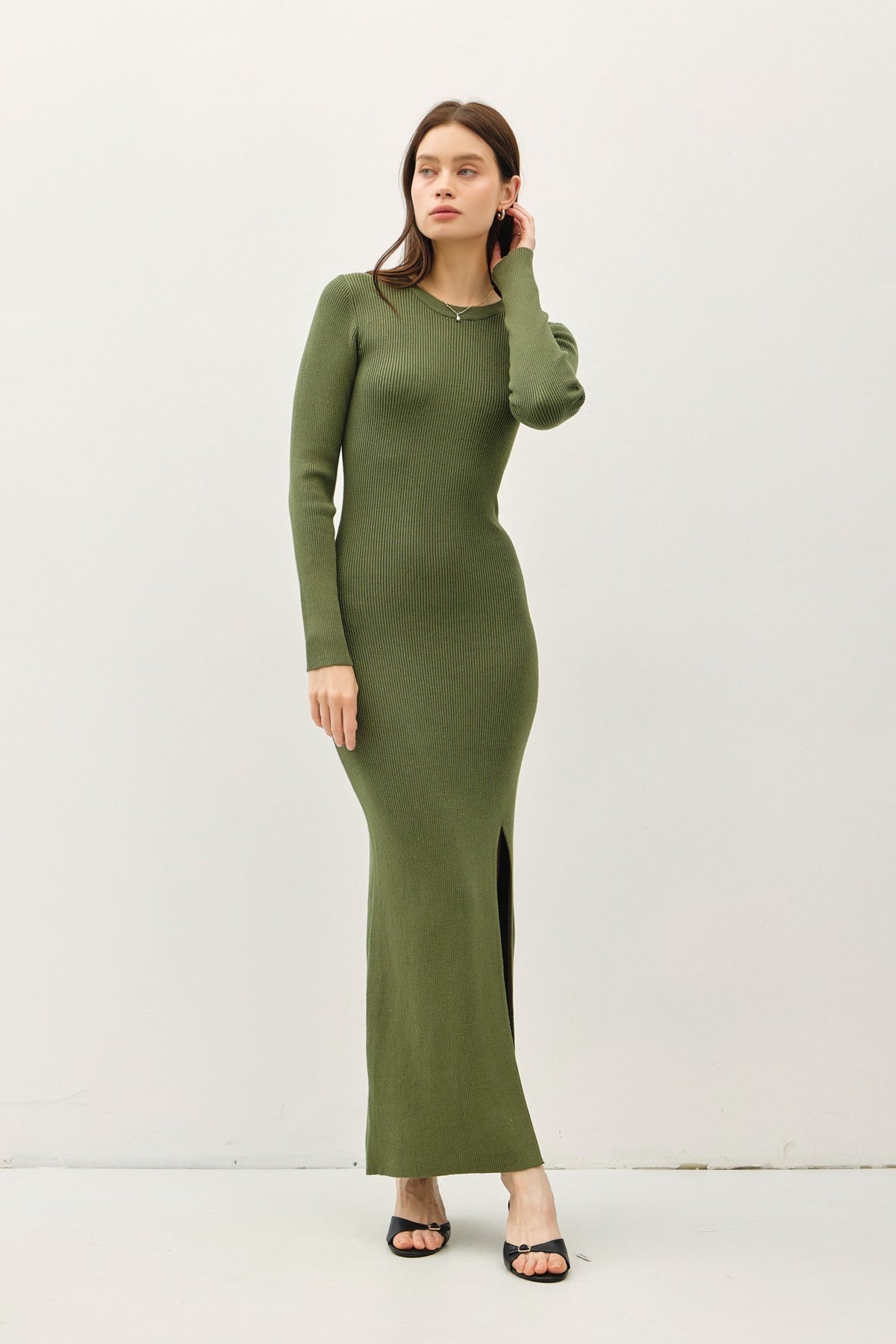 NYLAND Mira LS Maxi Sweater Dress w/ Slit