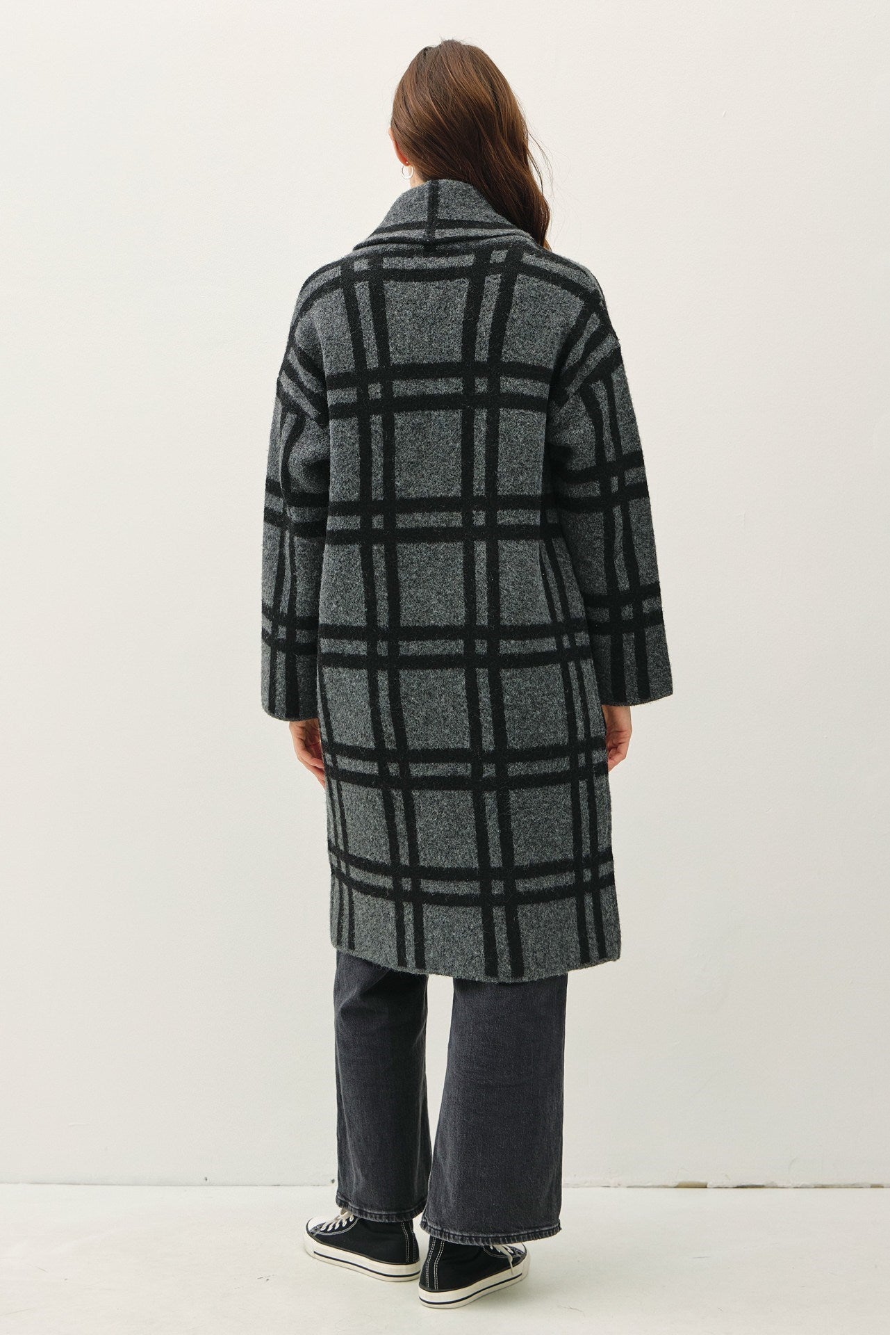 NYLAND Ollie Oversized Plaid Sweater Coat