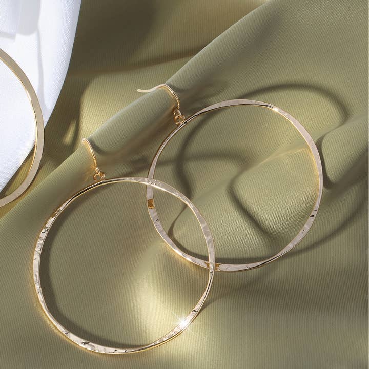 Splendid Iris Lightly Hammered Open Circle Earrings
