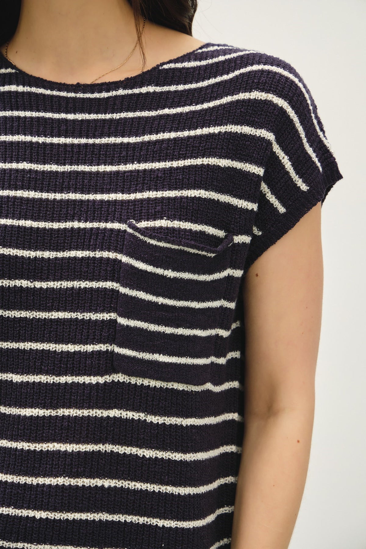NYLAND Everly Striped Cap Sleeve Sweater Top