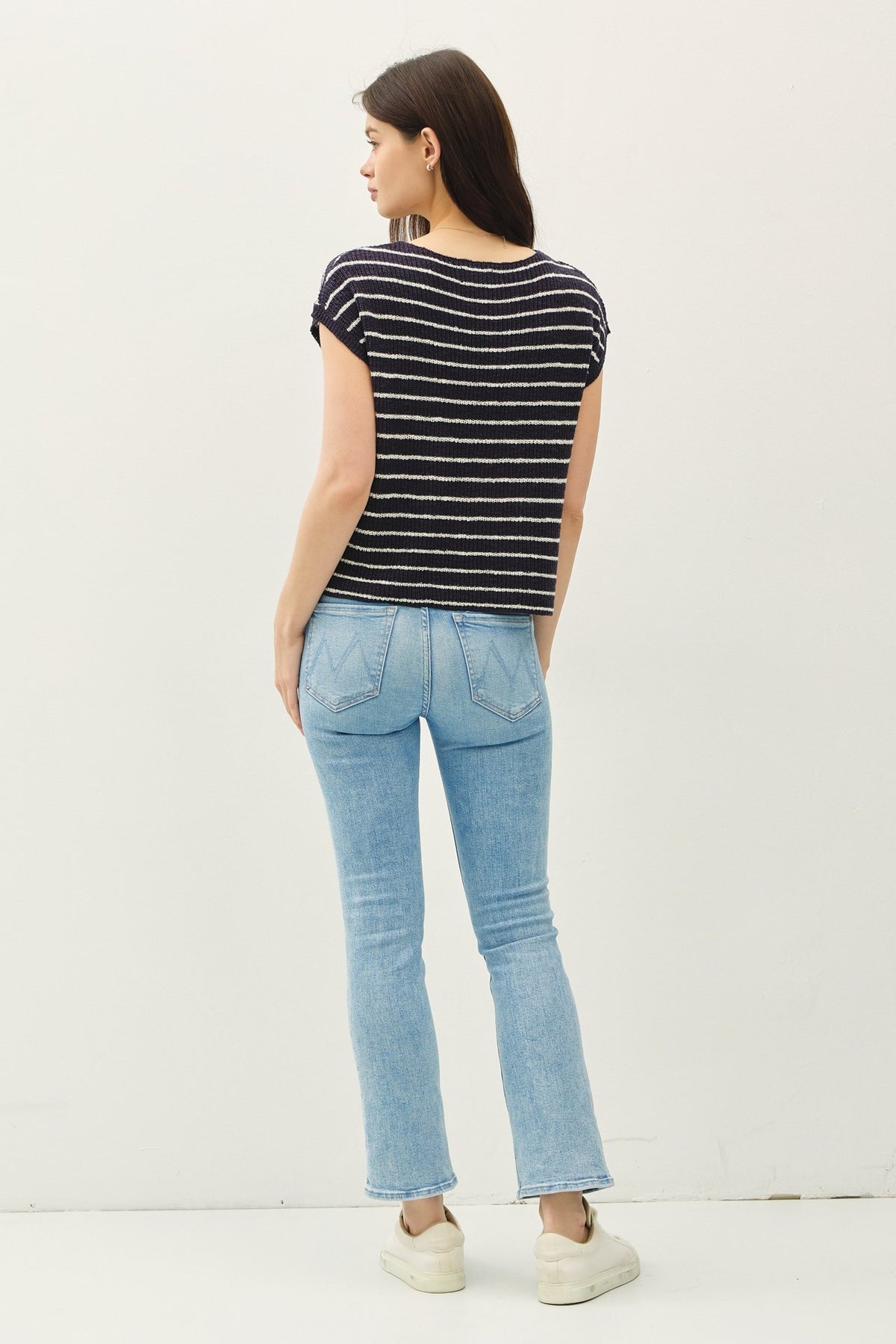 NYLAND Everly Striped Cap Sleeve Sweater Top 