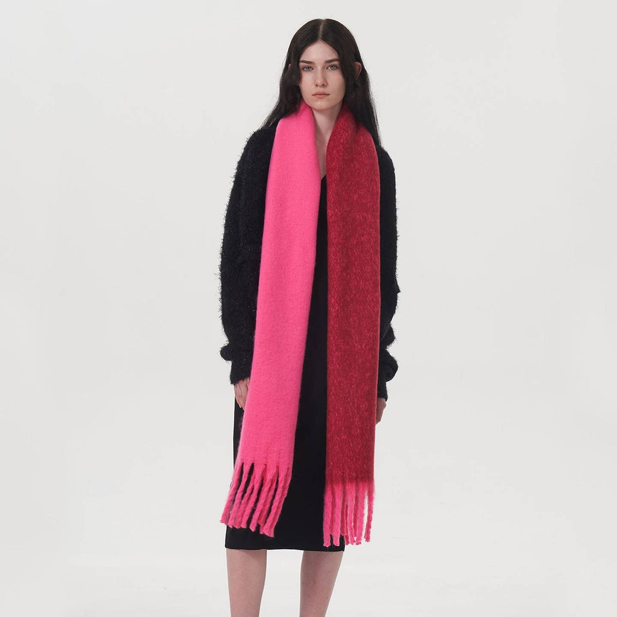 Dipped Shop Color Splicing Mohair Soft Scarf